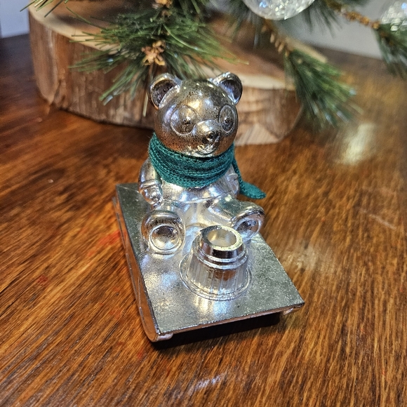 Vintage Silver Plate Christmas Panda Candle Holder - Picture 10 of 13